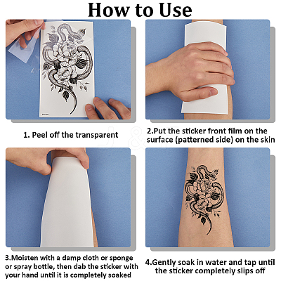 20Pcs 20 Styles Removable Temporary Water Proof Tattoos Paper Stickers DIY-CP0012-48C-1