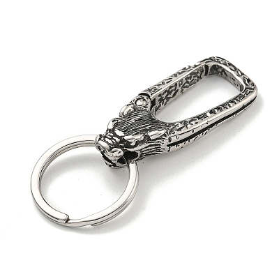 Tibetan Style 316 Surgical Stainless Steel Fittings with 304 Stainless Steel Key Ring FIND-Q101-09AS-01-1