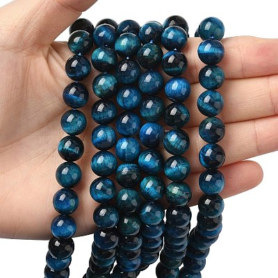 Natural Tiger Eye Beads Strands G-K203-87-10mm-1
