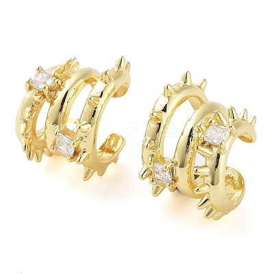Brass Micro Pave Cubic Zirconia Cuff Earrings for Women EJEW-D086-11G-1