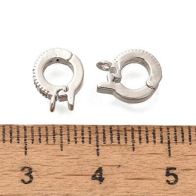 Rack Plating Brass Micro Pave Clear Cubic Zirconia Fold Over Clasps KK-H508-02P-1