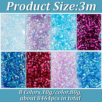 80G 8 Colors Plastic Tube Beads KY-HY0001-14B-1