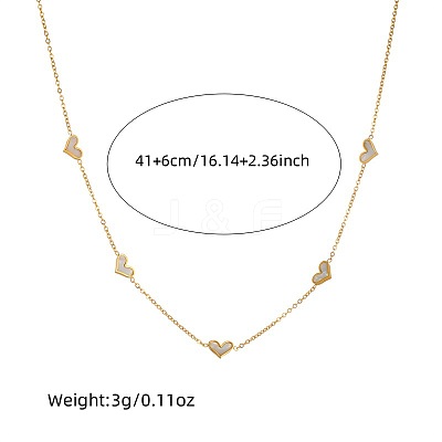Heart Stainless Steel & Natural Shell Necklaces & Stud Earrings Sets FS-WGB84F7-02-1