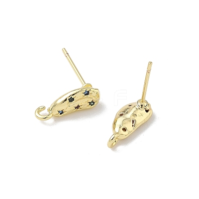 Brass Micro Pave Cubic Zirconia Stud Earring Findings KK-U075-01A-01G-1