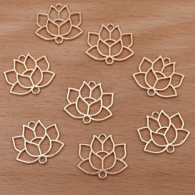 Alloy Hollow Lotus Flower Links Connector Charms PW-WG102FB-03-1