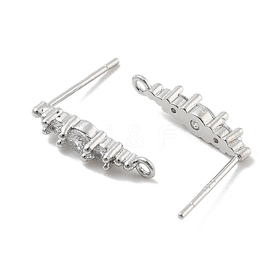 Brass Clear Cubic Zirconia Stud Earring Findings LS-KK-A238-02C-P-1