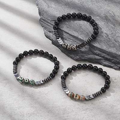 Dyed Natural & Synthetic Mixed Gemstone Arrow Beaded Strech Bracelet for Women BJEW-JB09364-1