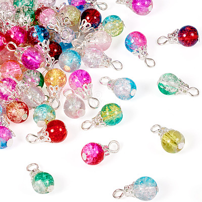 78Pcs 13 Colors Transparent Spray Painting Crackle Glass Charms PALLOY-TAC0088-1