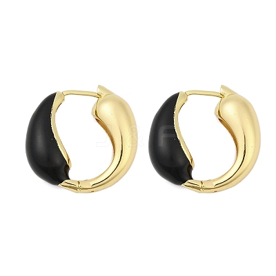 Brass Enamel Stud Earrings EJEW-M082-03G-1
