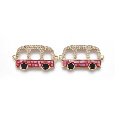 Brass Micro Pave Cubic Zirconia Links ZIRC-F113-03-G-1