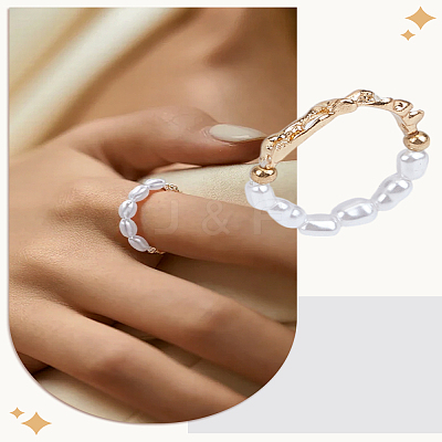 1Pc Resin Imitation Pearl Finger Rings RJEW-LP0002-17-1