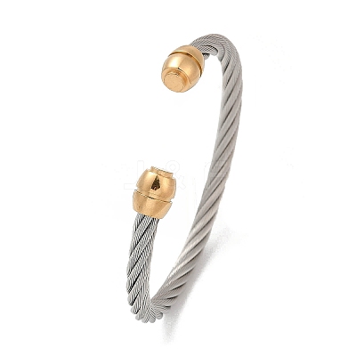 304 Stainless Steel Cuff Bangles BJEW-M136-01B-PG-1