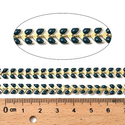 Brass Enamel Leaf Link Chains CHC-F021-02G-08-1