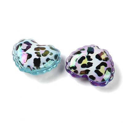 UV Plating Printed Opaque Acrylic European Beads AC-CBAEAA8-13-1