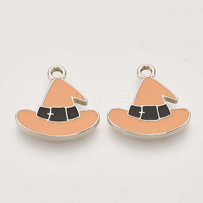Light Gold Plated Alloy Enamel Pendants X-ENAM-T009-33A-1