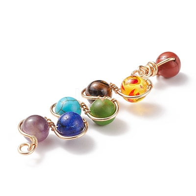 Chakra Gemstone Beaded Big Pendants PALLOY-JF01626-1