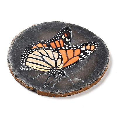 Printed Natural Agate Slice Stone Ornament DJEW-M011-03B-1