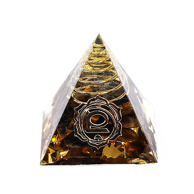 Chakra Pattern Orgonite Pyramid Resin Display Decorations G-PW0005-03D-1