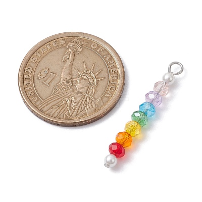 Glass & Round Shell Pearl Beaded Pendants PALLOY-JF02557-1
