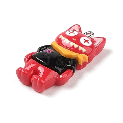 Opaque Resin Cat Pendants RESI-S399-07E-1