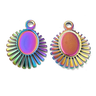 Ion Plating(IP) 304 Stainless Steel Pendant Cabochon Settings STAS-L020-013RC-1