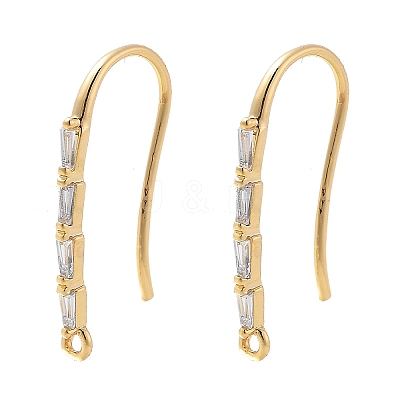 Brass Micro Pave Clear Cubic Zirconia Earring Hooks KK-G516-04G-1