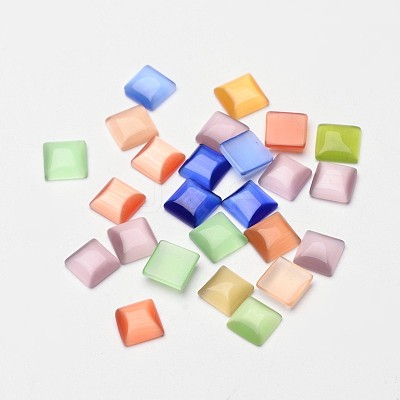 Mixed Color Square Cat Eye Beads Cabochons X-CE042-8x8-M-1