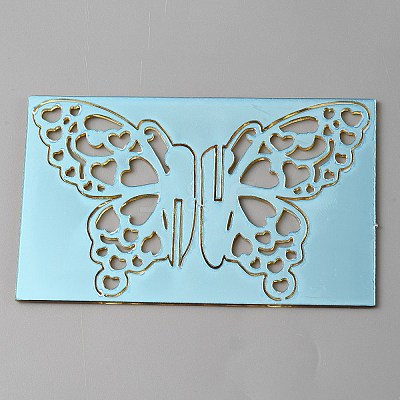 Acrylic Mirror Butterfly Cupcake Toppers FIND-WH0152-208D-1