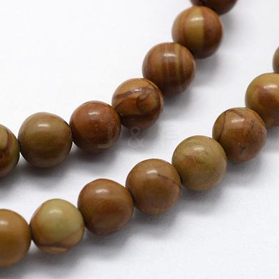 Natural Wood Lace Stone Wooden Jasper Beads Strands G-I199-17-8mm-1