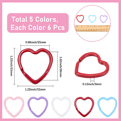 30Pcs 5 Colors Paint Spraying Iron Split Rings DIY-SC0029-16-1