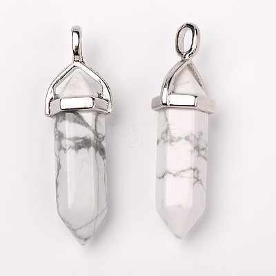 Natural Howlite Double Terminated Pointed Pendants X-G-F295-04F-1