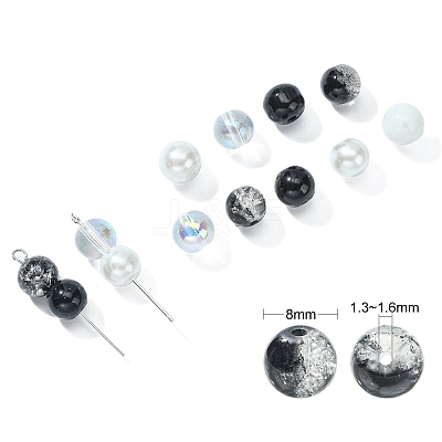 100Pcs Spray Painted Crackle Glass Beads GLAA-CJ0002-15-1