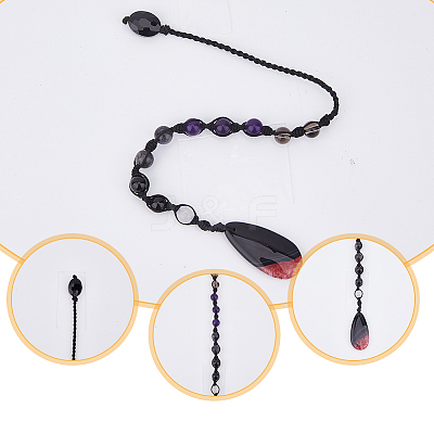 2Pcs Gemstone & Glass Dowsing Pendulums PALLOY-FI00004-1