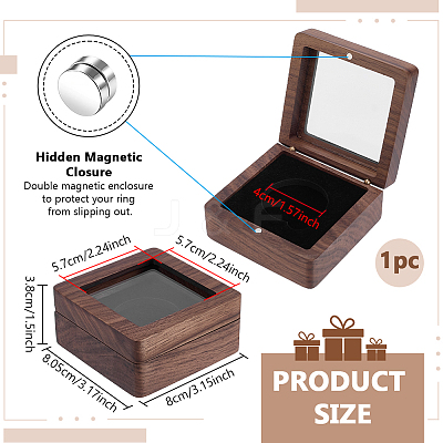 Wood Badge Packing Magnetic Boxes with Acrylic Visible Window Lid CON-WH0095-239A-01-1