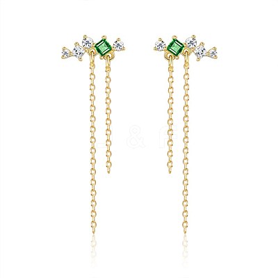 925 Sterling Silver Cable Chain Ear Studs EJEW-BB35501-1