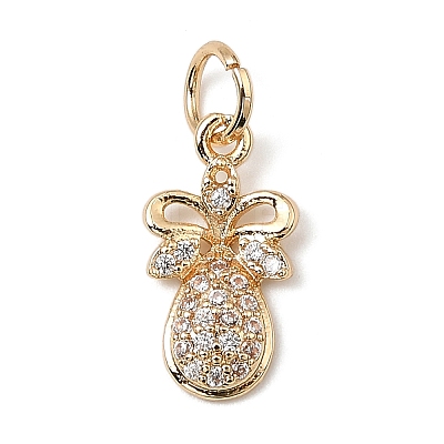 Brass Micro Pave Cubic Zirconia Charms KK-C133-03G-G-1
