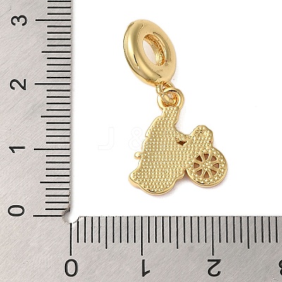 Rack Plating Brass Red Enamel European Dangle Charms KK-P279-40G-1