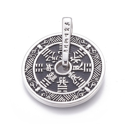 304 Stainless Steel Taoist Coin Pendants STAS-G207-16AS-1