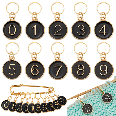10Pcs Alloy Enamel Pendant Locking Stitch Markers HJEW-BC00081-1