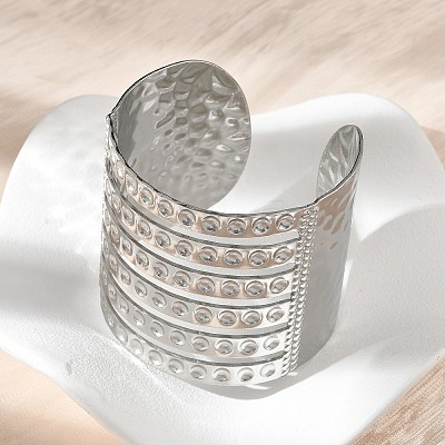 304 Stainless Steel Cuff Bangles for Women BJEW-Z096-06P-1