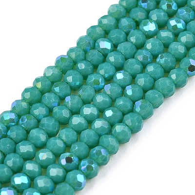 Electroplate Opaque Solid Color Glass Beads Strands EGLA-A044-P1mm-L31-1