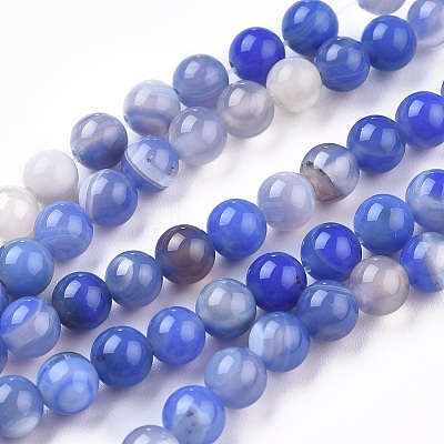 Natural Striped Agate/Banded Agate Beads Strands G-I261-C02-6mm-1