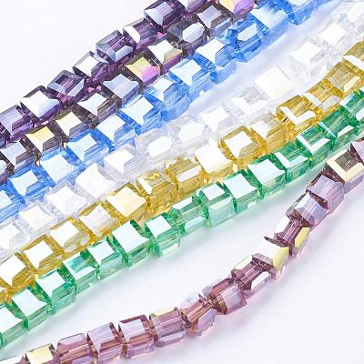 Electroplate Glass Beads Strands EGLA-R030-4x4mm-M-1