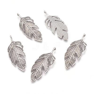 Tibetan Style Alloy Leaf Big Pendants PALLOY-A15448-AS-NF-1