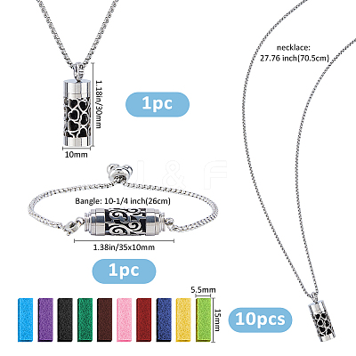 1 Set 316 Surgical Stainless Steel Box Chain Hollow Column Perfume Bottle Pendant Necklaces NJEW-FH0001-28-1