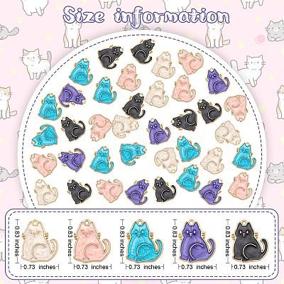 50Pcs 5 Colors Alloy Enamel Pendants ENAM-SZ0002-86-1