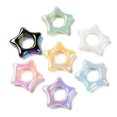 UV Plating Rainbow Iridescent Acrylic Bead Frames X-PACR-E003-02-1