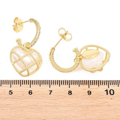 Valentine's Day Heart Brass Micro Pave Clear Cubic Zirconia Dangle Stud Earrings EJEW-Z164-04G-1