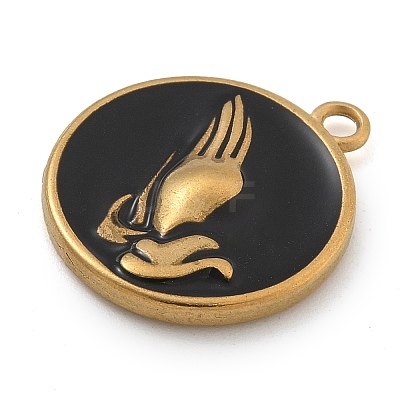 304 Stainless Steel Enamel Pendants STAS-M084-09G-02-1