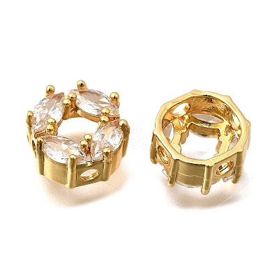 Brass Micro Pave Cubic Zirconia Beads KK-F913-02G-01-1